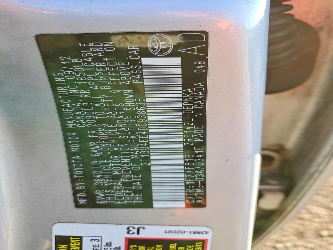 2013 TOYOTA COROLLA BASE photo 25
