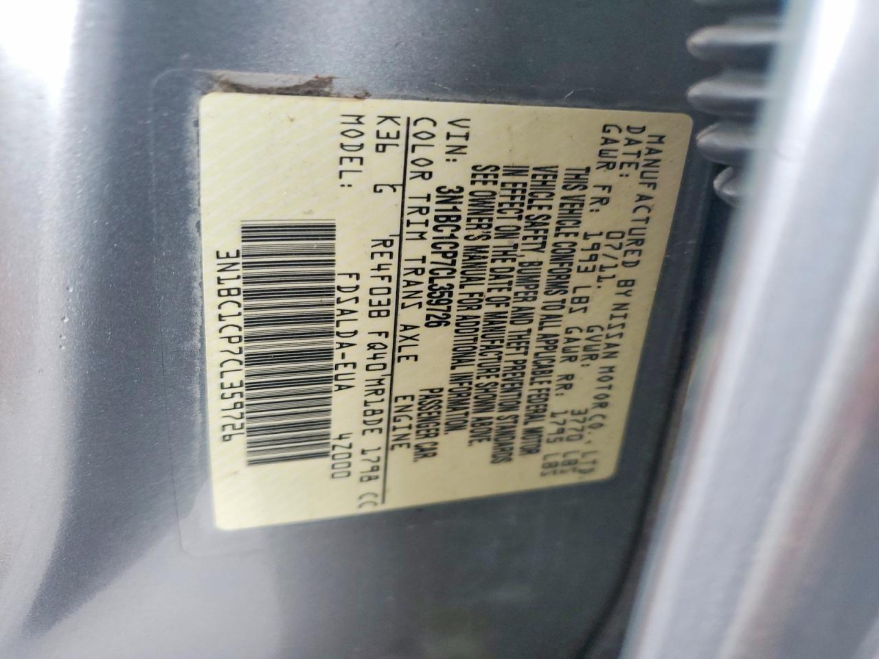 2012 NISSAN VERSA S photo 12