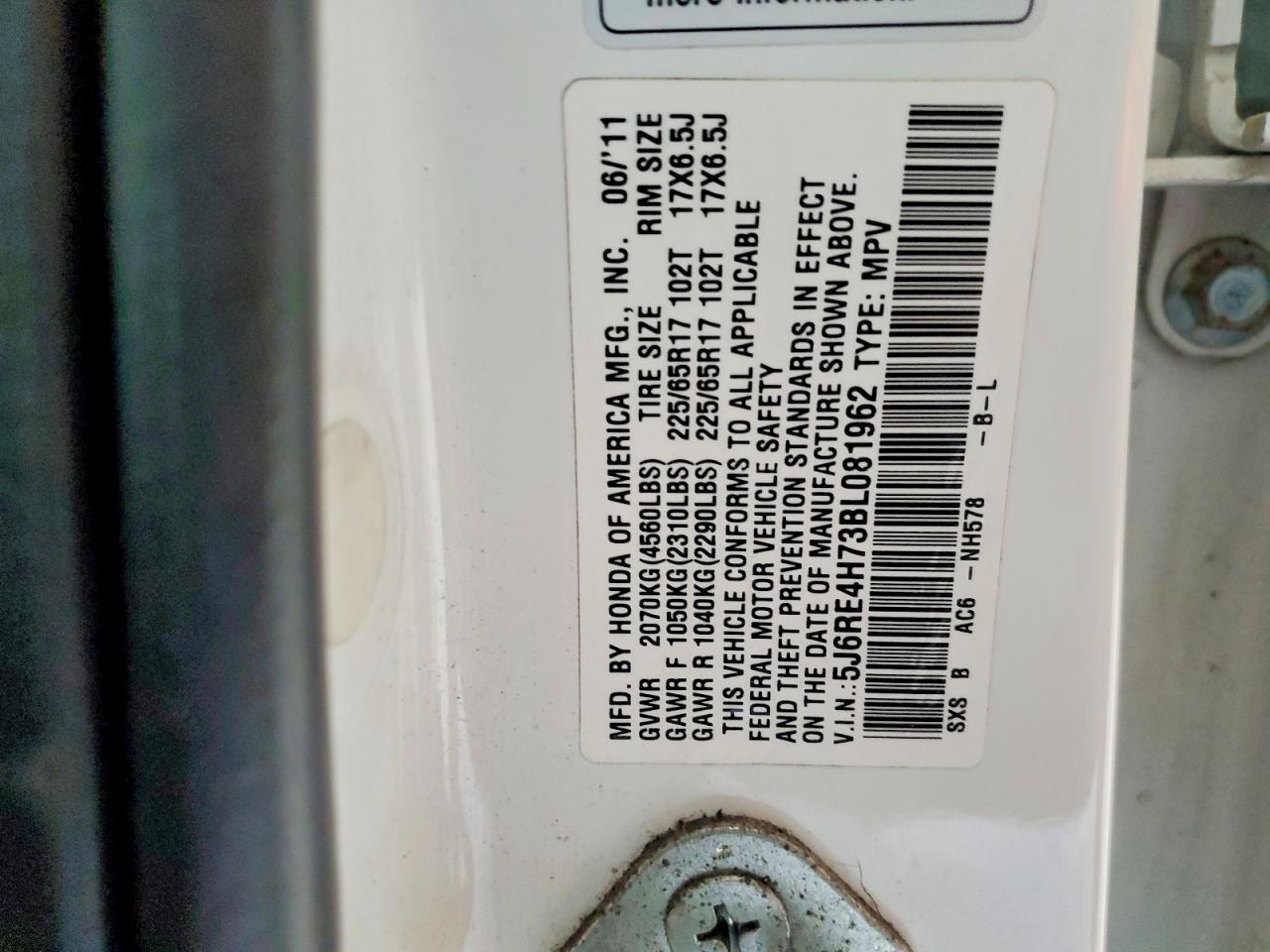 2011 HONDA CR-V EXL photo 13