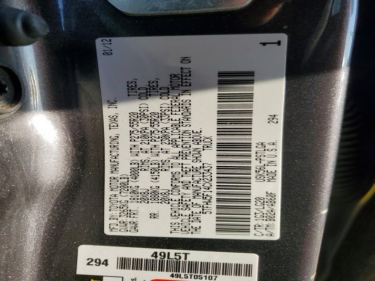 2012 TOYOTA TUNDRA CREWMAX LIMITED photo 13