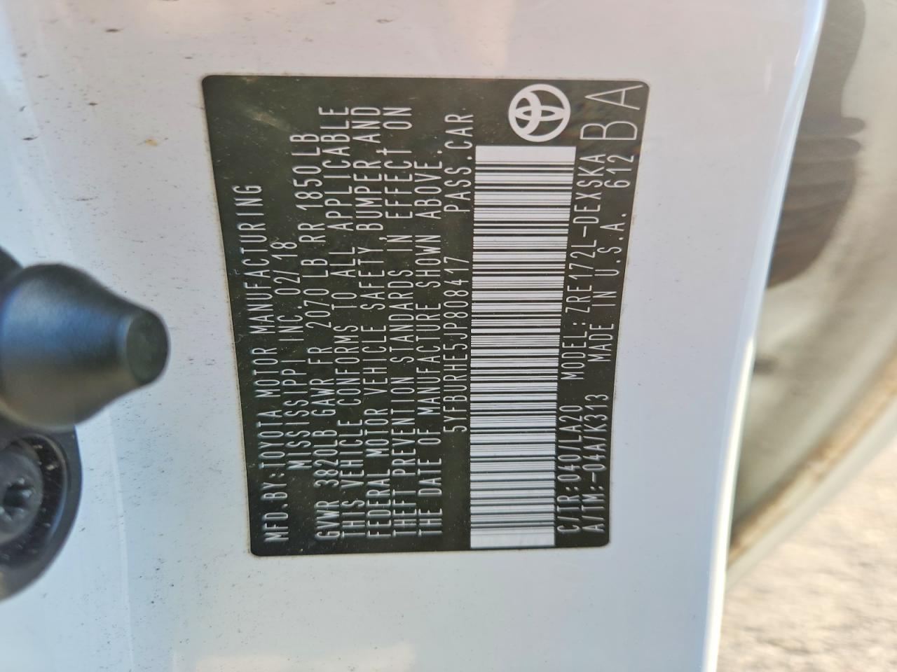 2018 TOYOTA COROLLA L photo 12