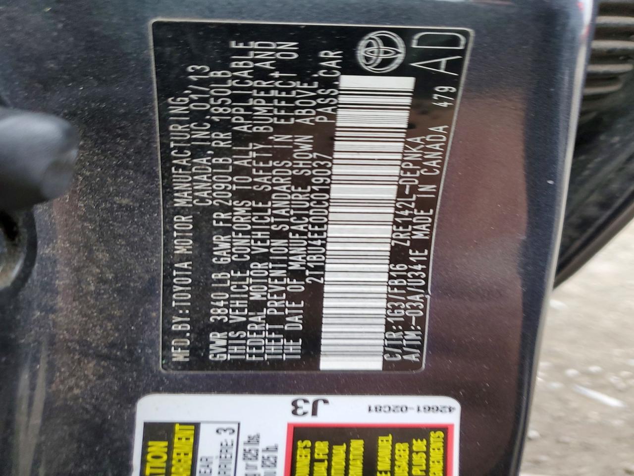 2013 TOYOTA COROLLA BASE photo 12