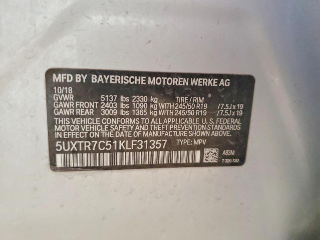 2019 BMW X3 SDRIVE30I photo 12