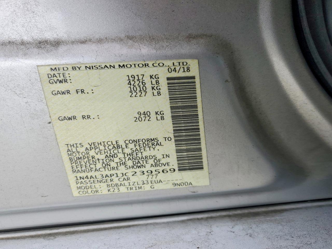 2018 NISSAN ALTIMA 2.5 photo 37