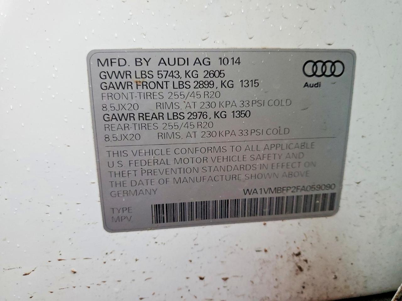 2015 AUDI Q5 TDI PRESTIGE photo 13