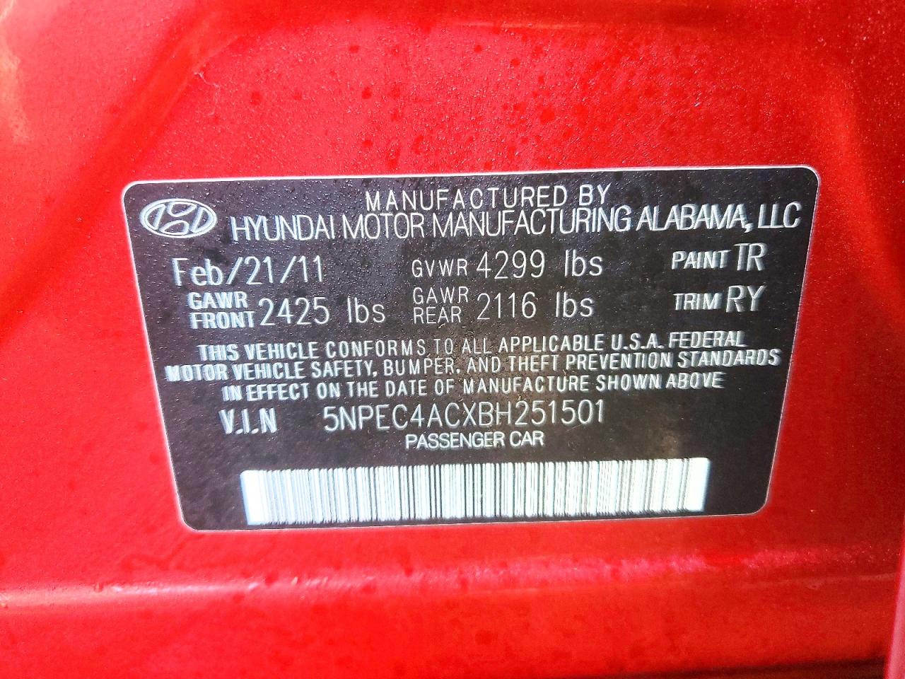 2011 HYUNDAI SONATA SE photo 23