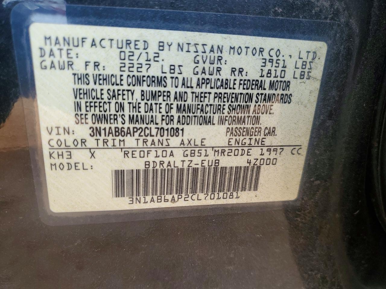2012 NISSAN SENTRA 2.0 photo 23
