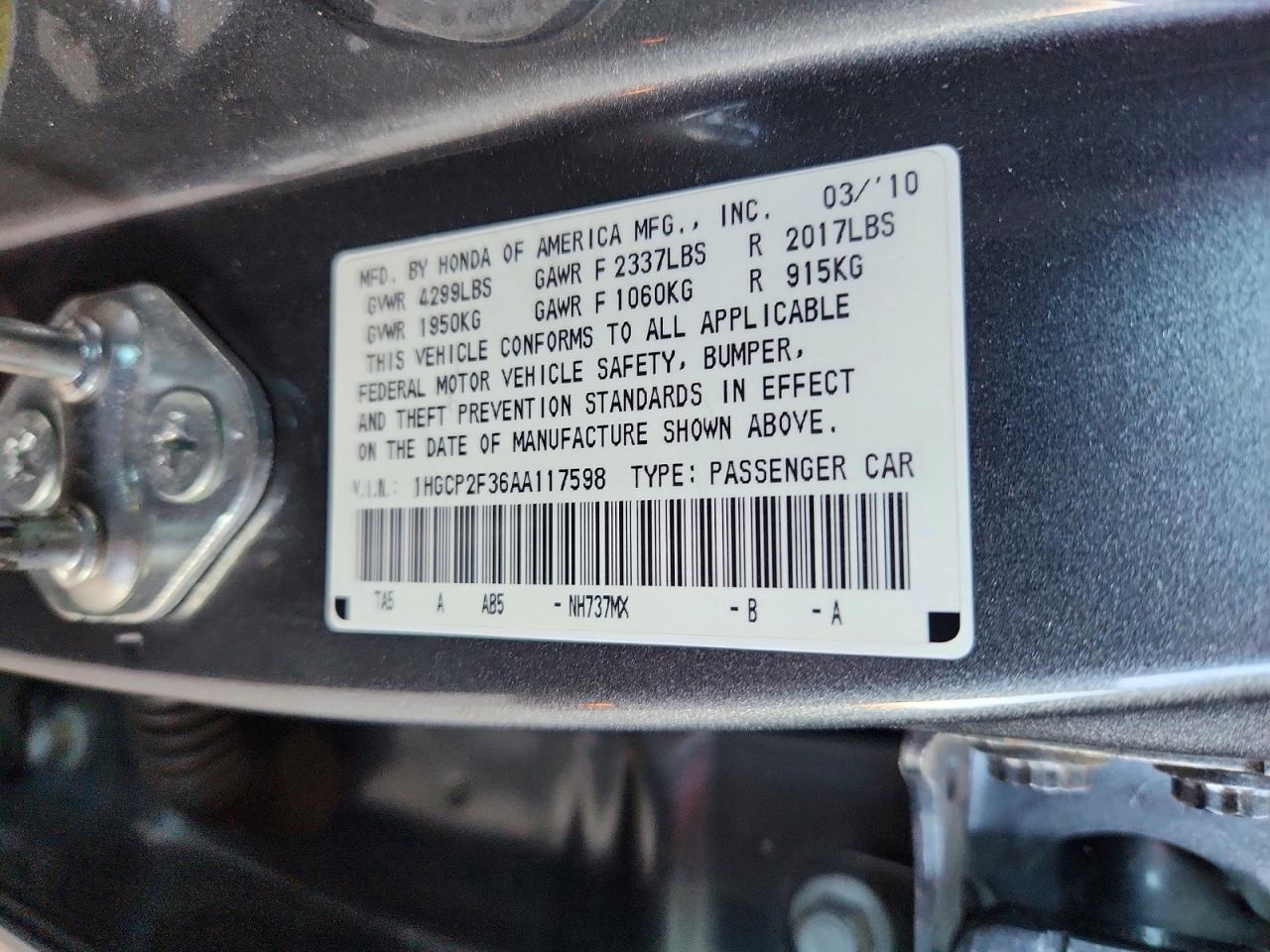 2010 HONDA ACCORD LX photo 23