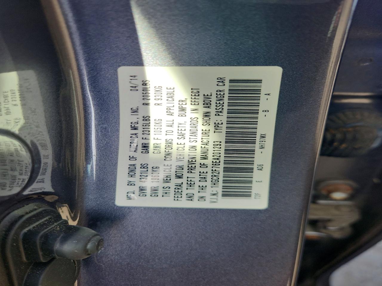 2014 HONDA ACCORD EX photo 12