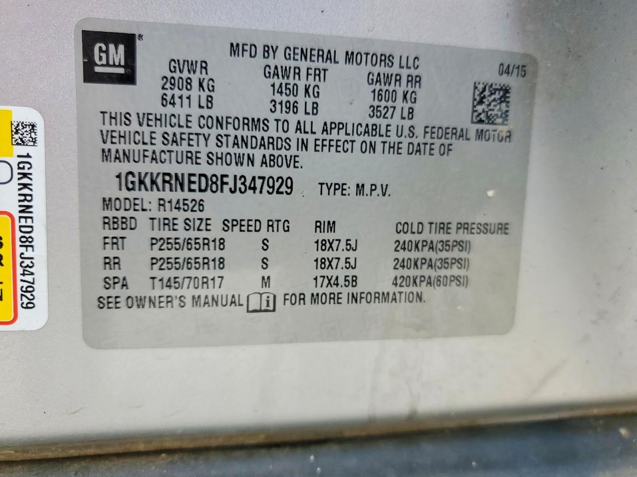 2015 GMC ACADIA SLE photo 14