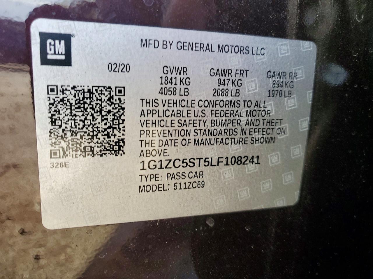 2020 CHEVROLET MALIBU LS photo 12