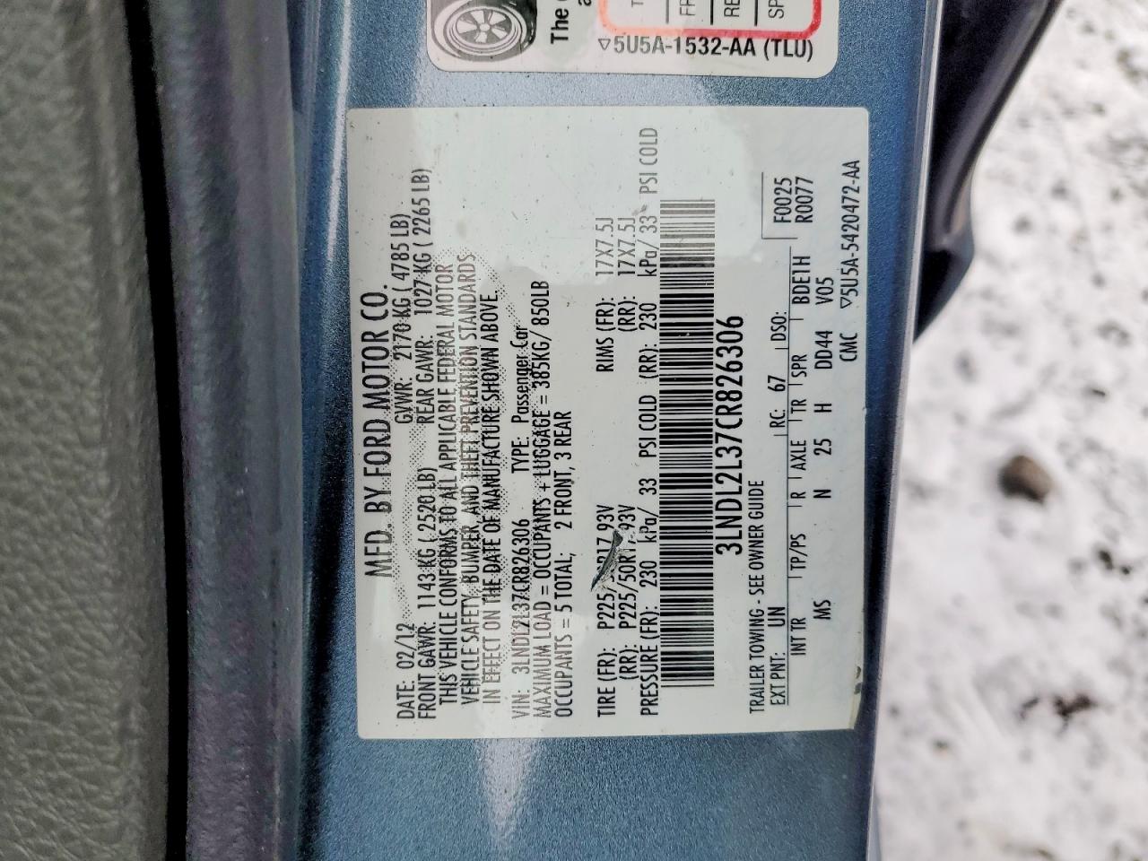 2012 LINCOLN MKZ HYBRID photo 12