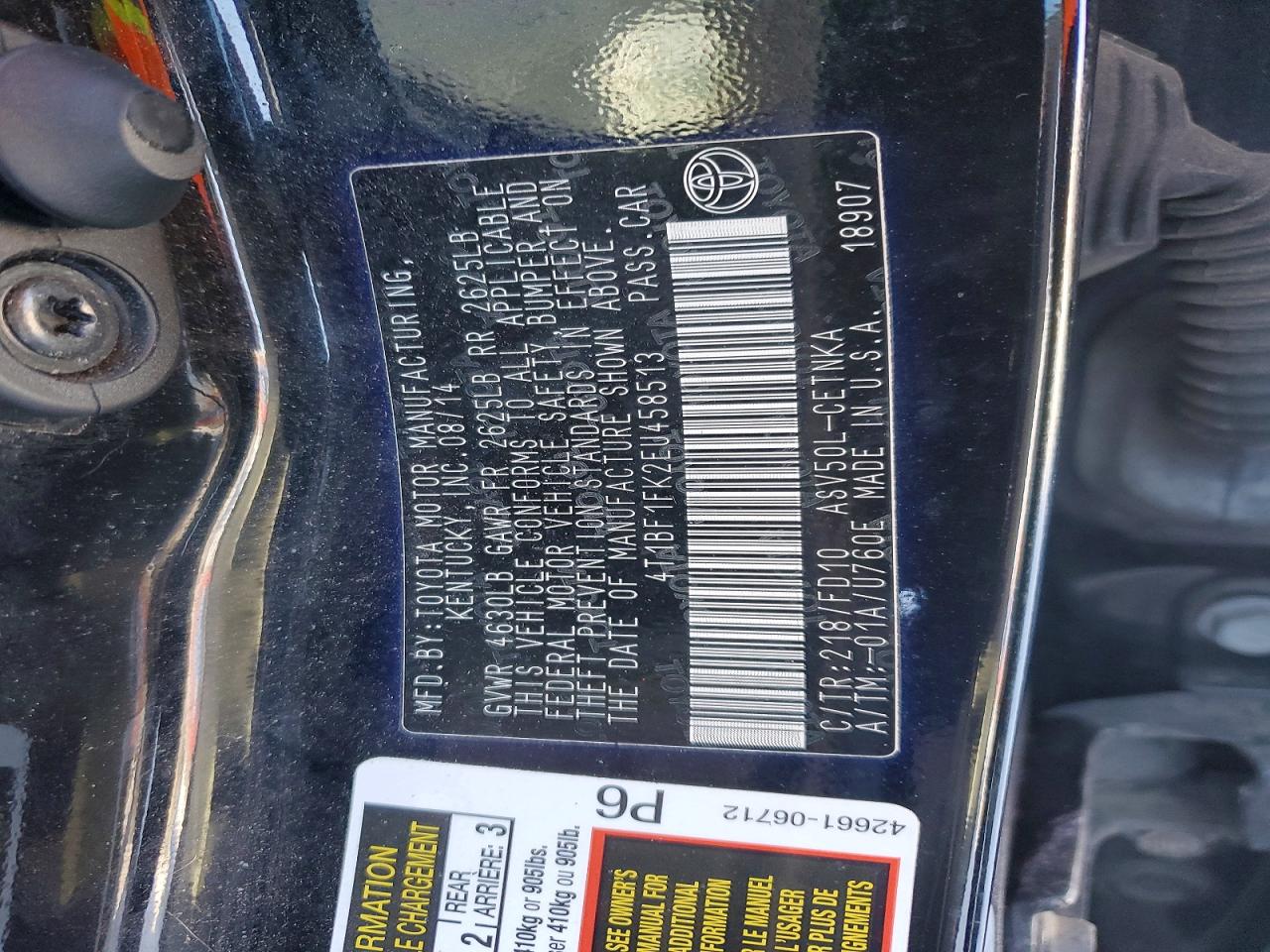 2014 TOYOTA CAMRY L photo 12