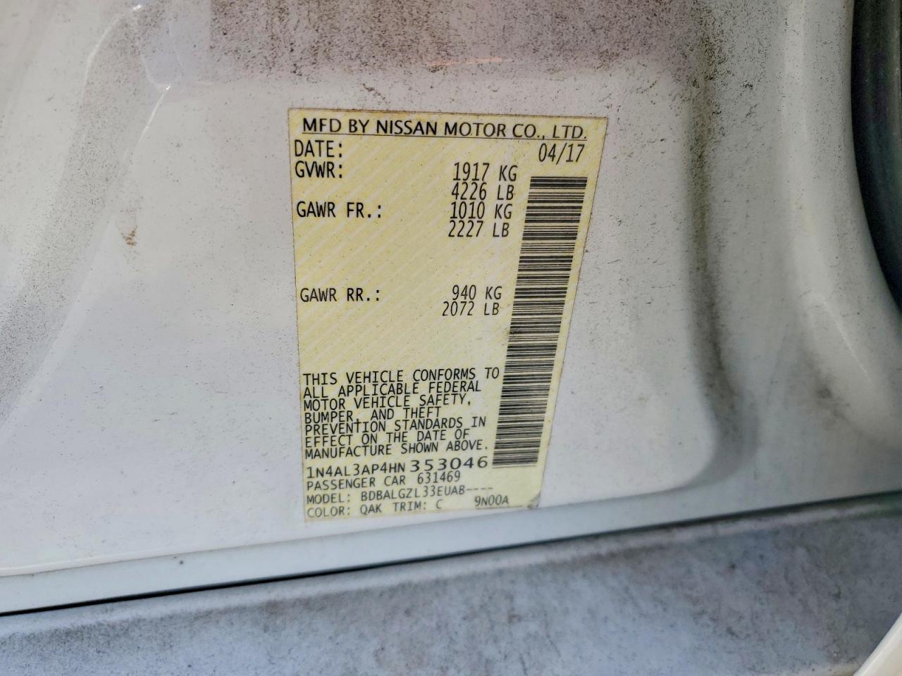 2017 NISSAN ALTIMA 2.5 photo 12