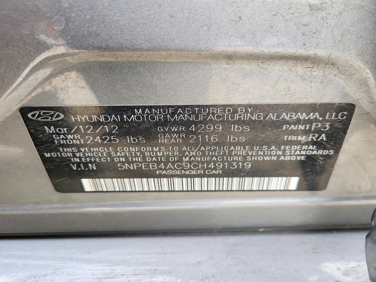 2012 HYUNDAI SONATA GLS photo 12