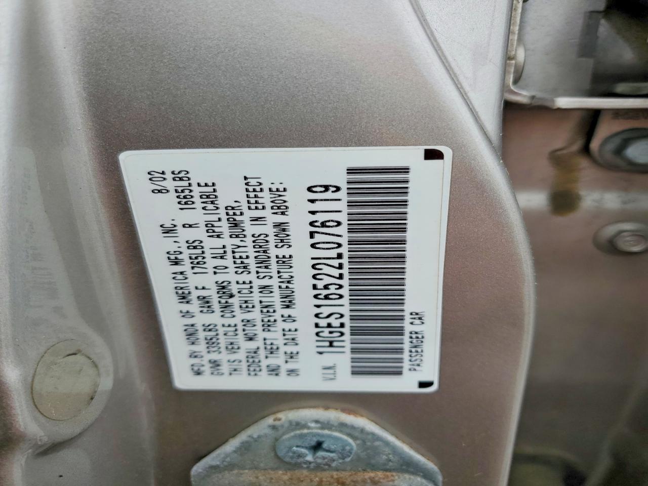 2002 HONDA CIVIC LX photo 23