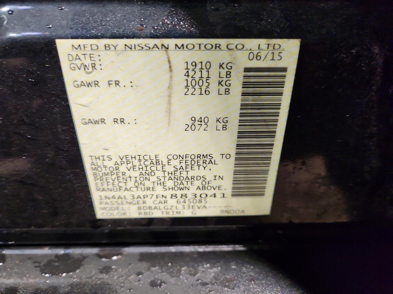 2015 NISSAN ALTIMA 2.5 photo 12
