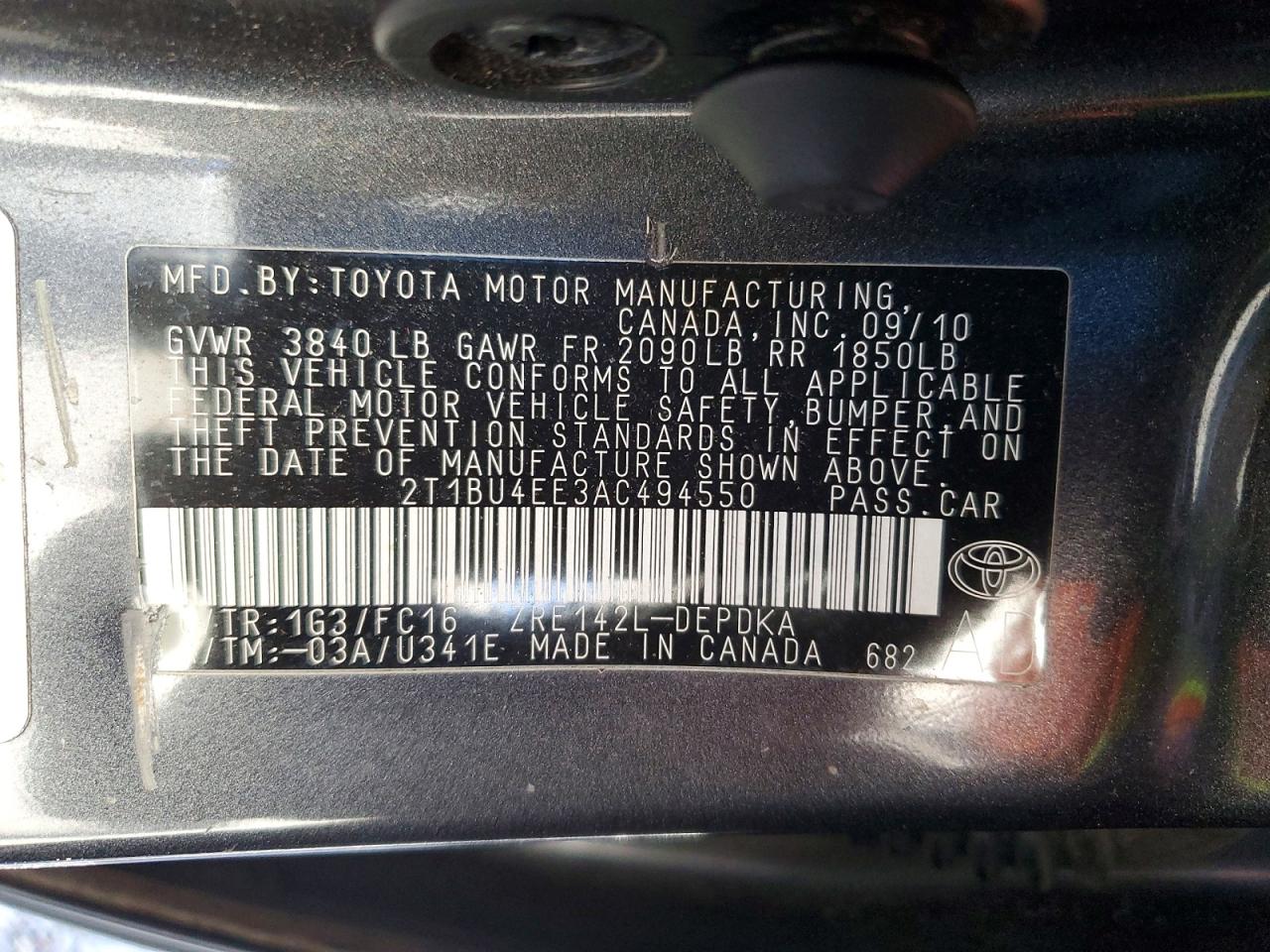 2010 TOYOTA COROLLA BASE photo 12