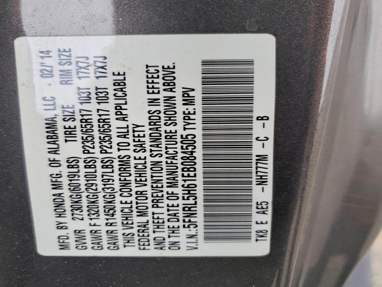 2014 HONDA ODYSSEY EXL photo 13