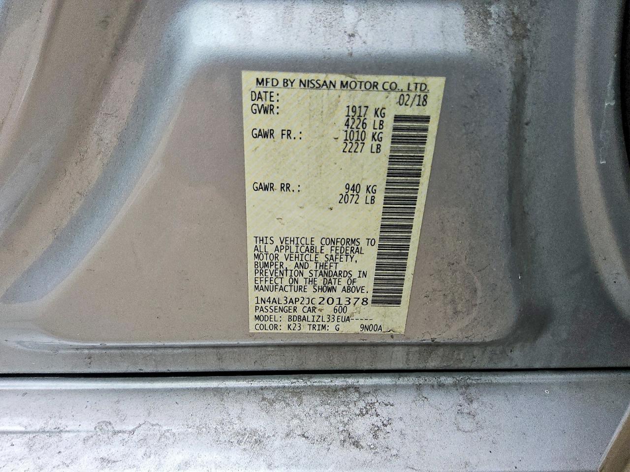 2018 NISSAN ALTIMA 2.5 SV photo 12