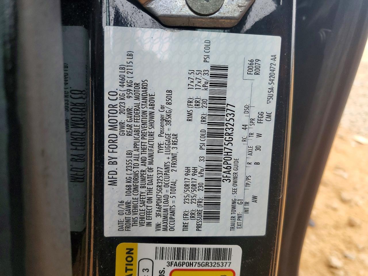 2016 FORD FUSION SE photo 13