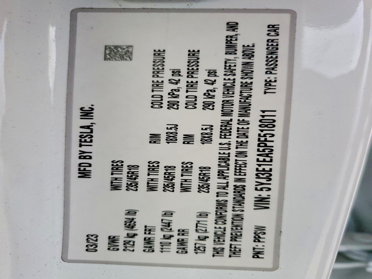 2023 TESLA MODEL 3 photo 14