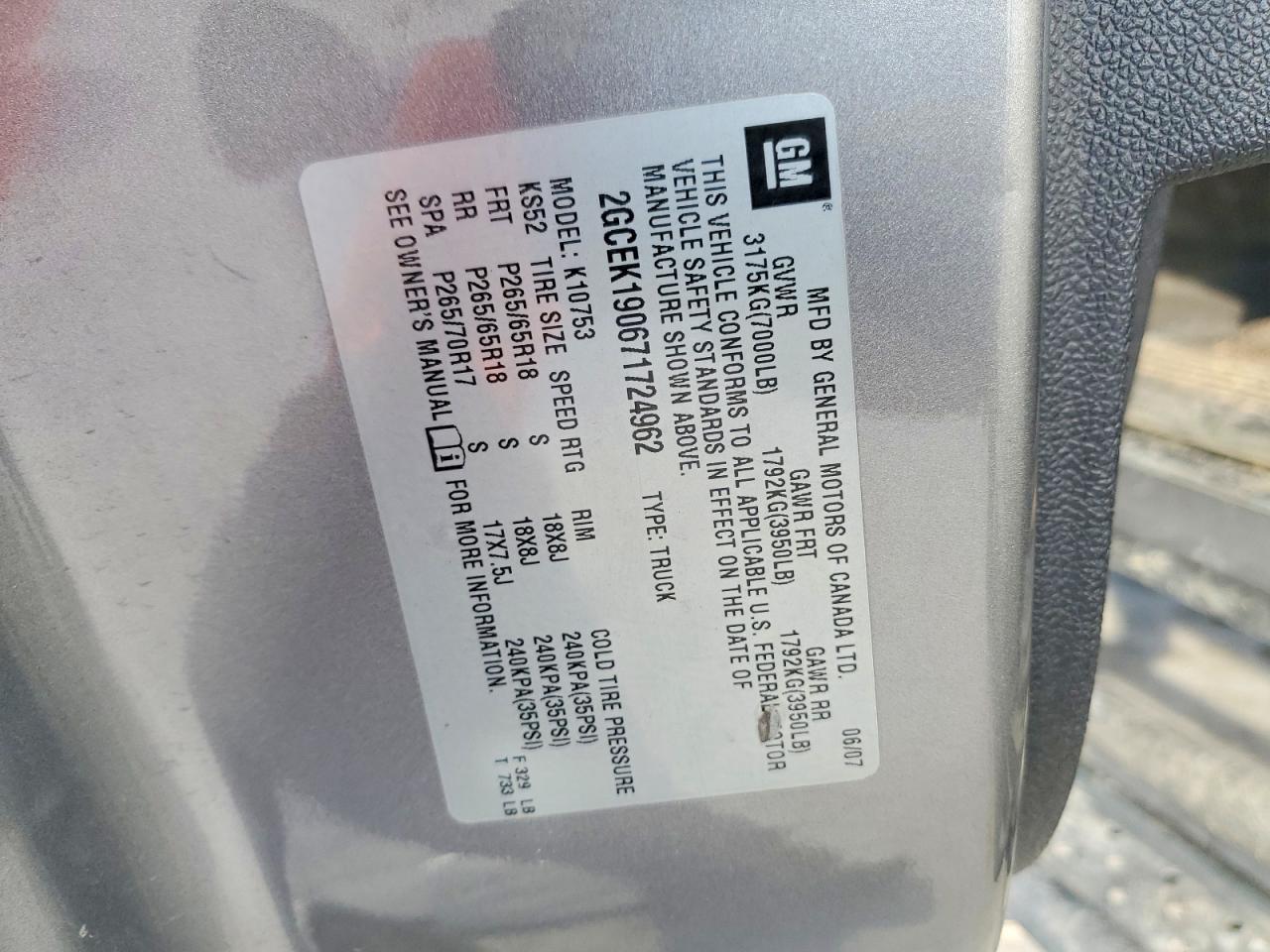 2007 CHEVROLET SILVERADO K1500 photo 12