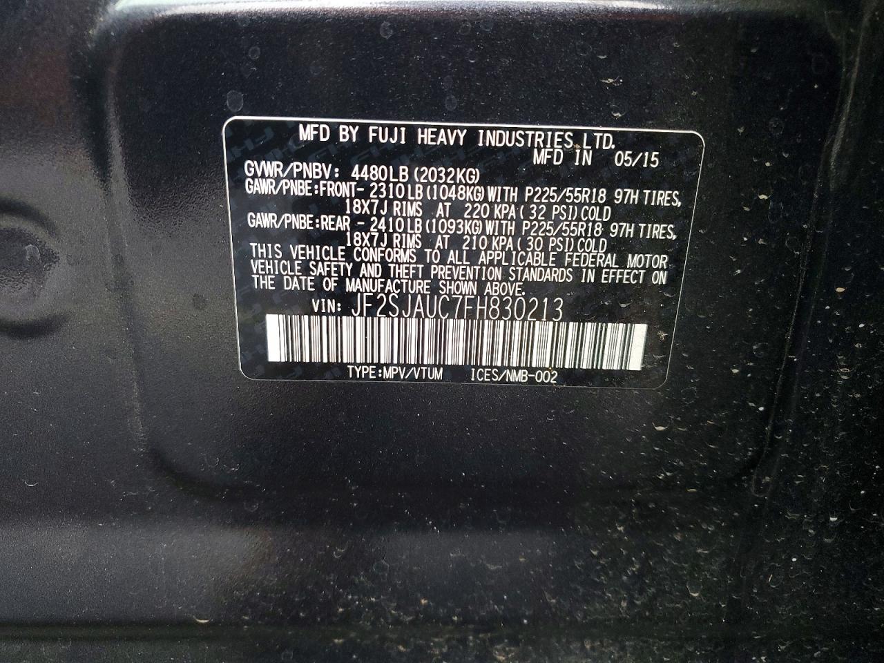 2015 SUBARU FORESTER 2.5I TOURING photo 13
