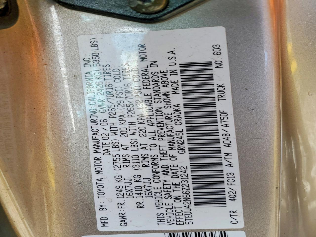 2006 TOYOTA TACOMA photo 12