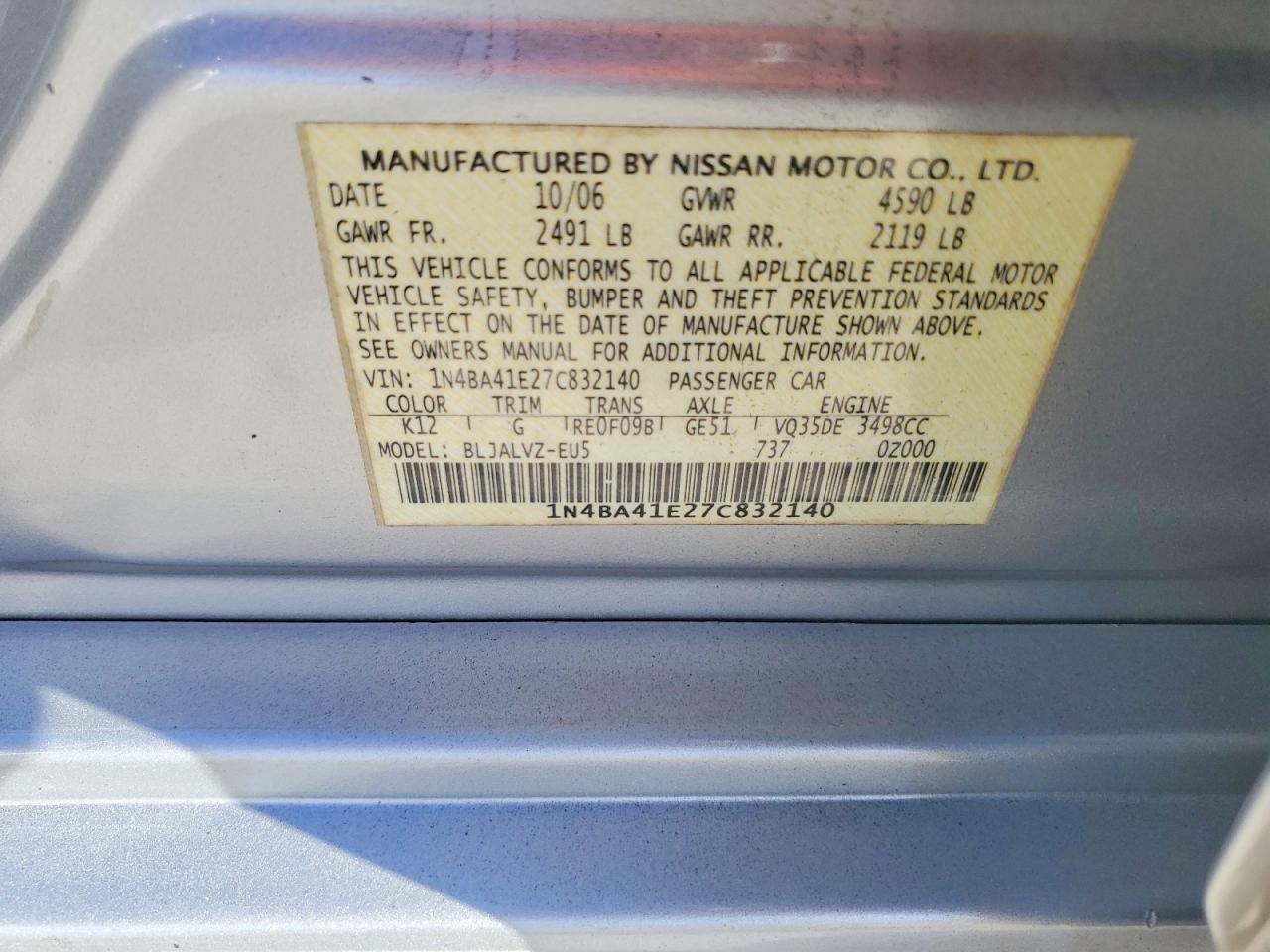 2007 NISSAN MAXIMA 3.5 SE photo 12