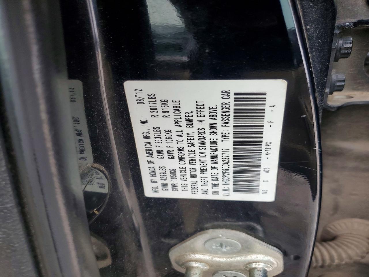 2012 HONDA ACCORD SE photo 12