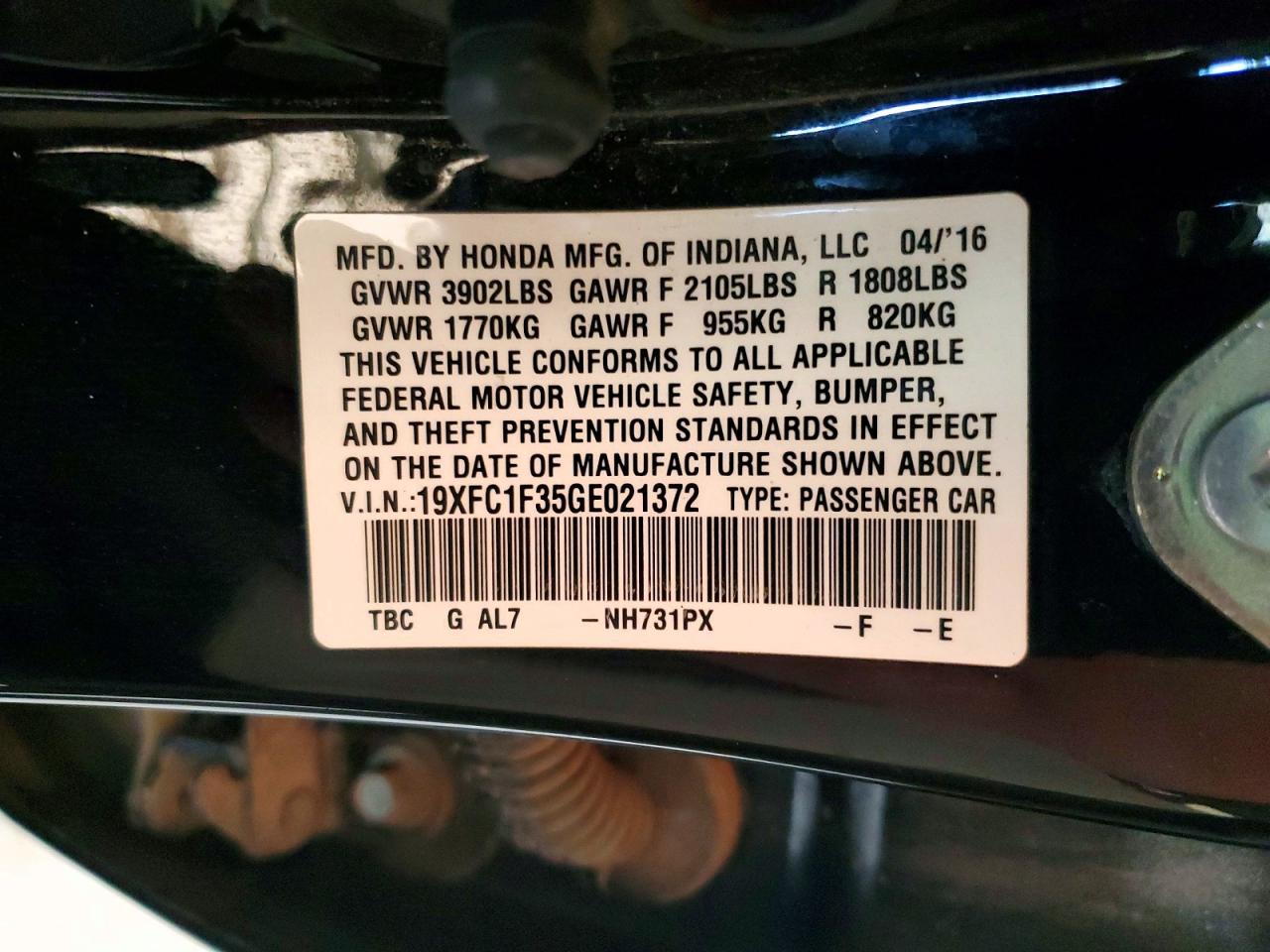 2016 HONDA CIVIC EX photo 12