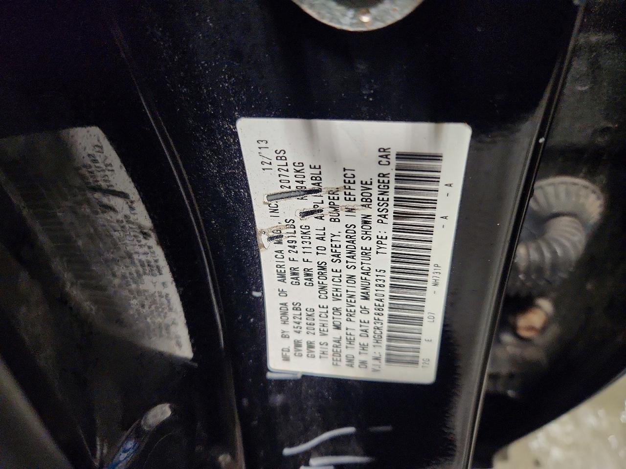 2014 HONDA ACCORD EXL photo 12
