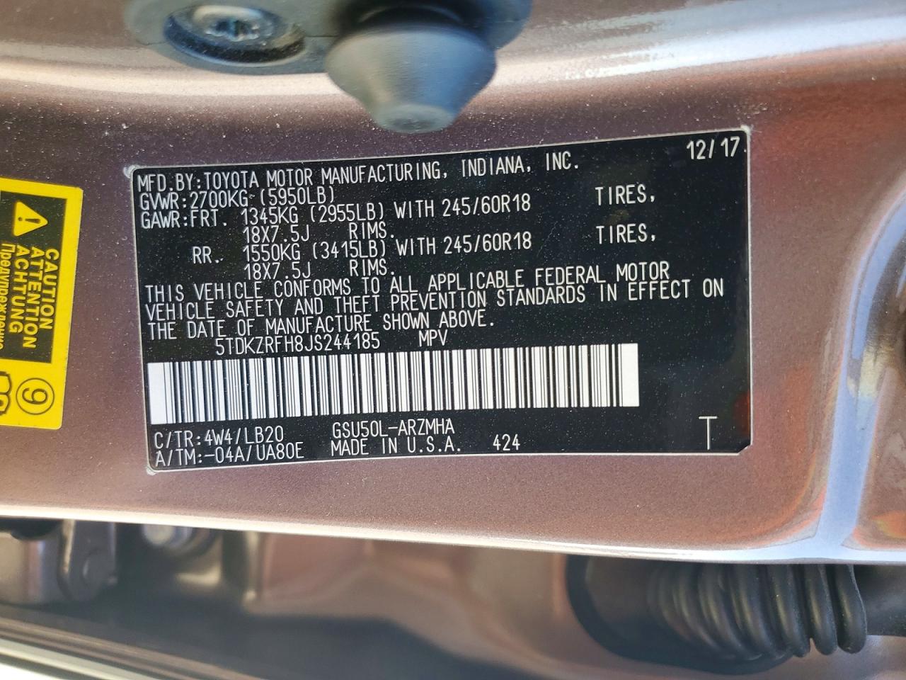 2018 TOYOTA HIGHLANDER SE photo 13