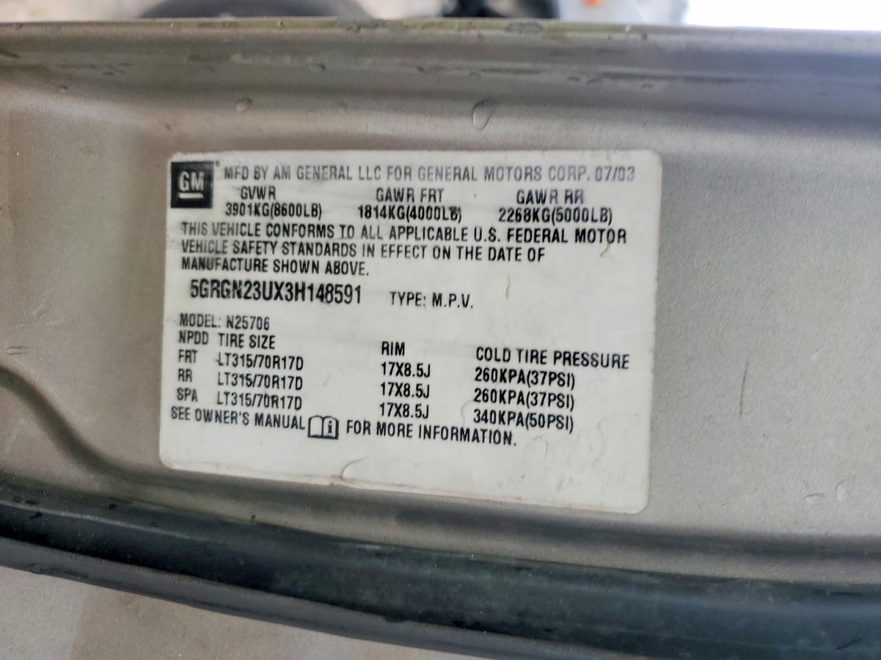 2003 HUMMER H2 photo 14