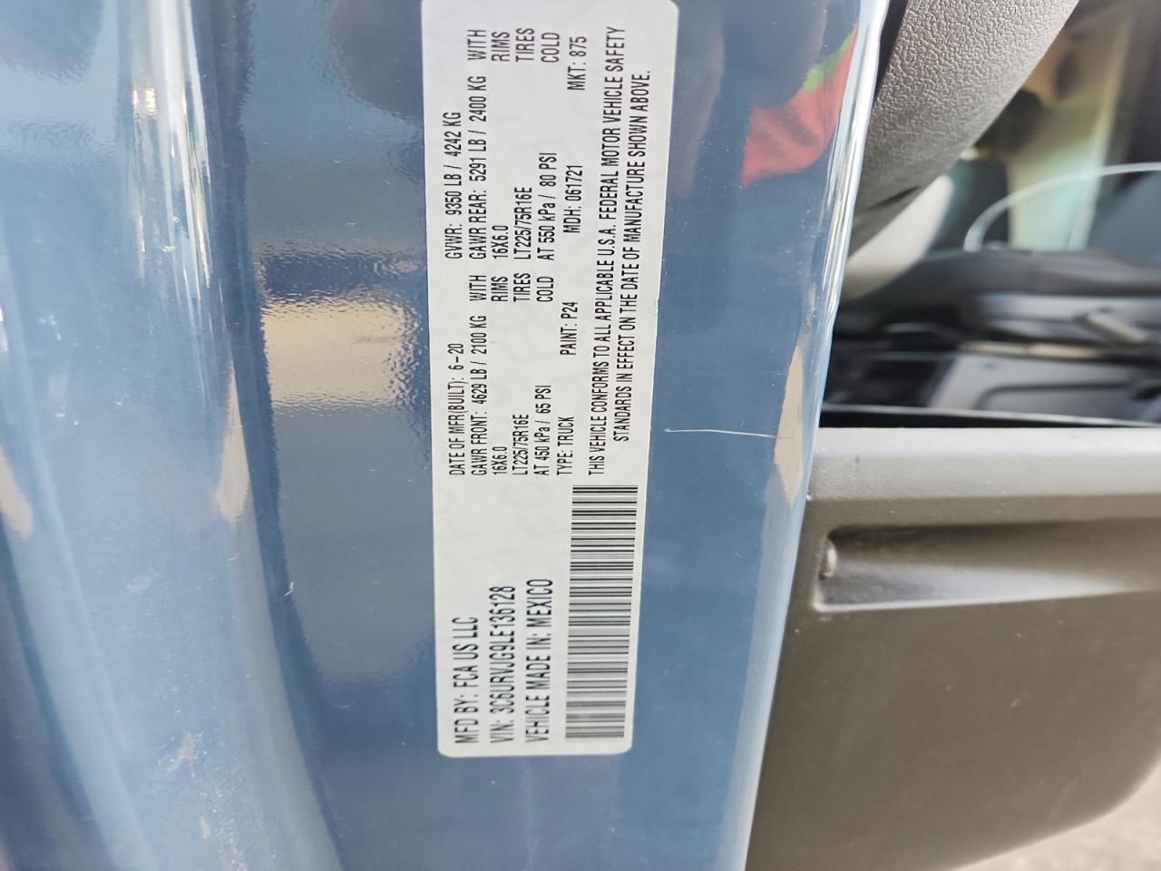 2020 RAM PROMASTER 3500 3500 HIGH photo 12