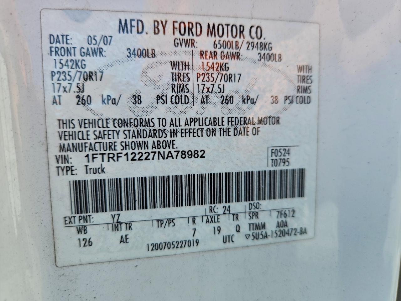 2007 FORD F150 photo 12