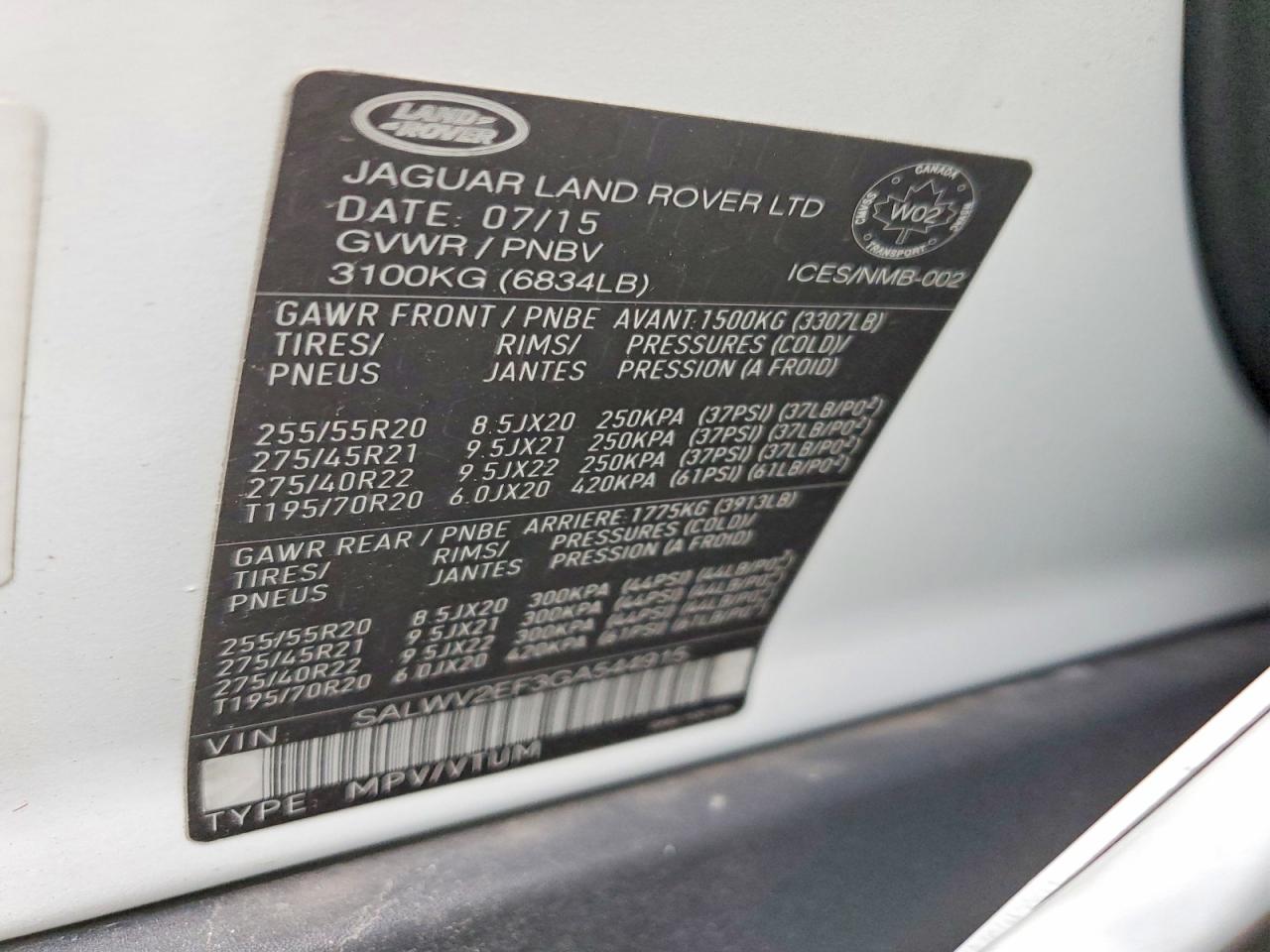 2016 LAND ROVER RANGE ROVER SPORT AUTOBIOGRAPHY photo 14