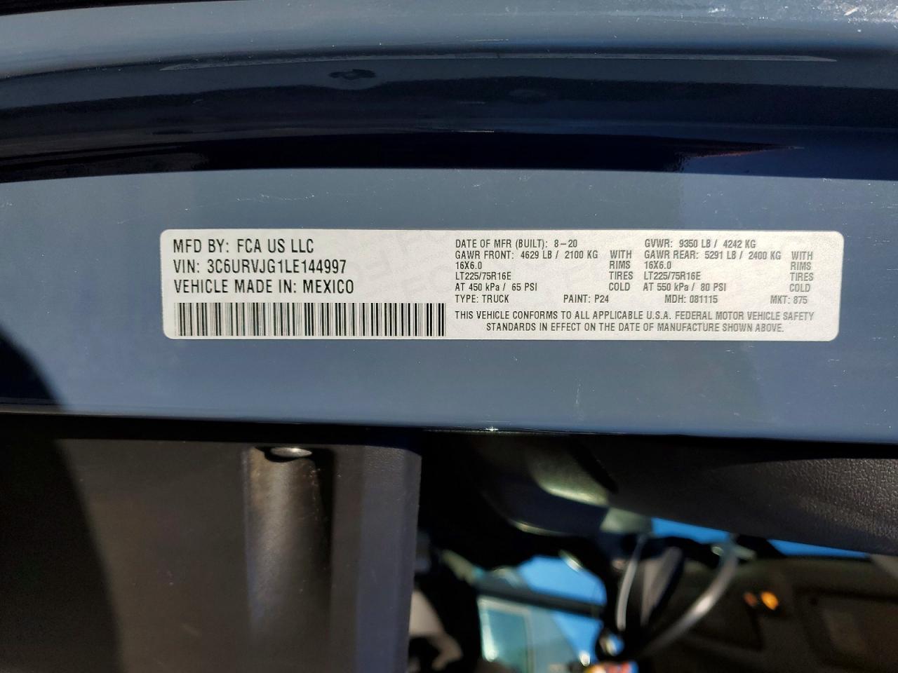 2020 RAM PROMASTER 3500 DELIVERY VAN photo 12