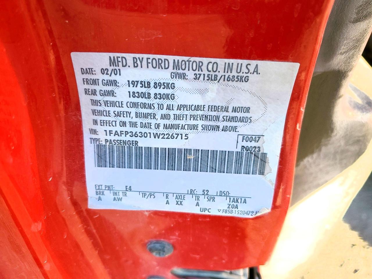 2001 FORD FOCUS SE photo 13