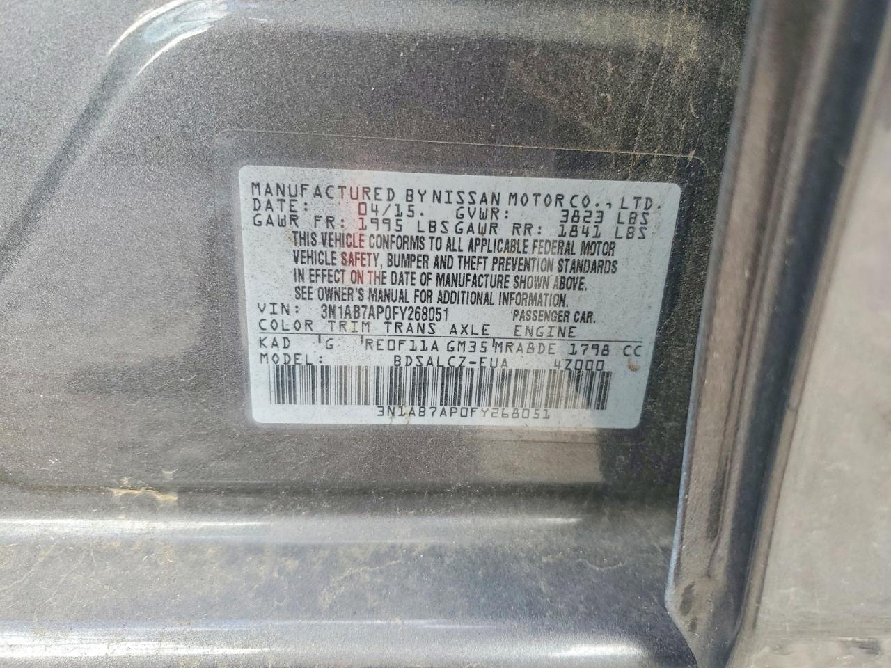 2015 NISSAN SENTRA S photo 12