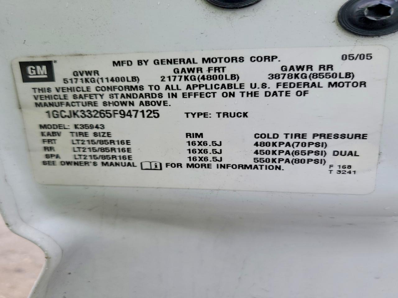 2005 CHEVROLET SILVERADO K3500 photo 12