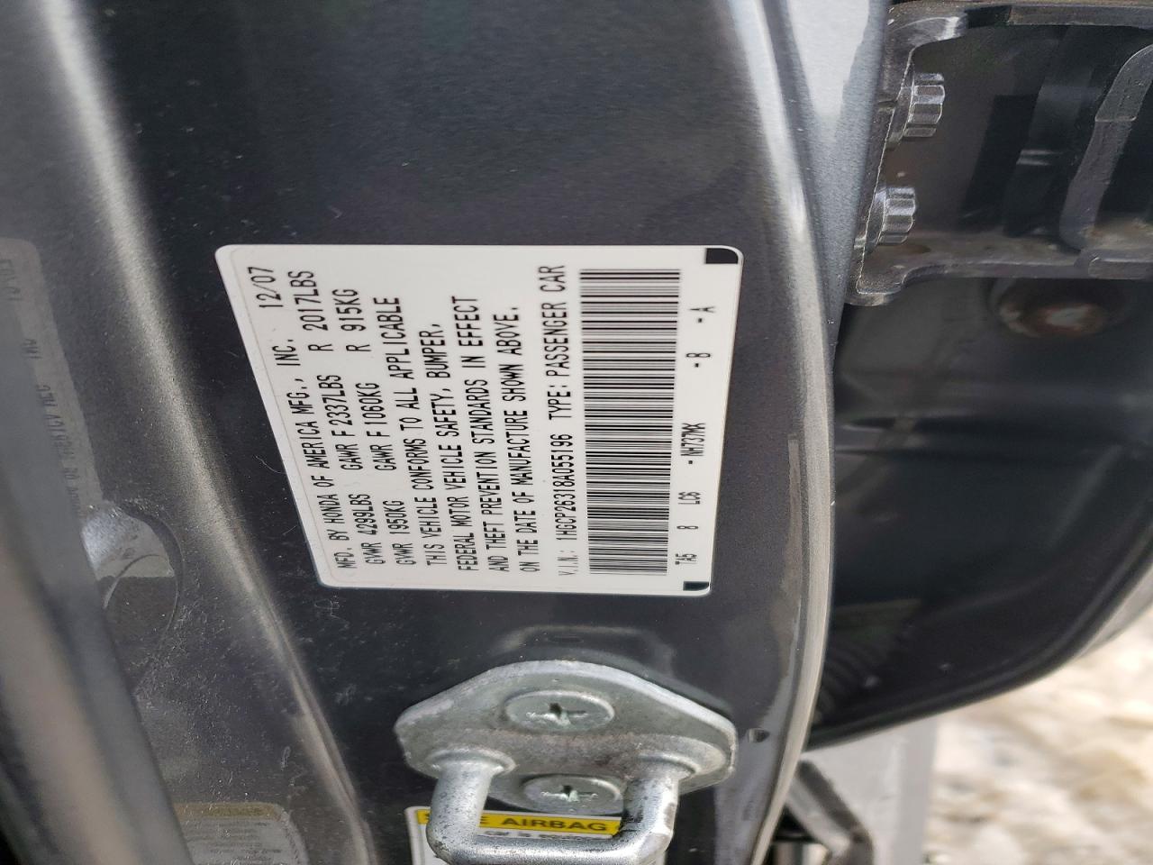 2008 HONDA ACCORD LX photo 12