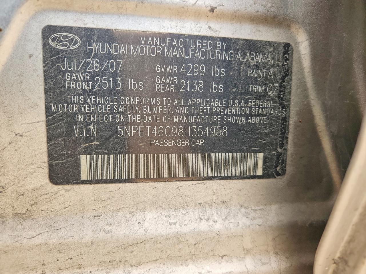 2008 HYUNDAI SONATA GLS photo 12