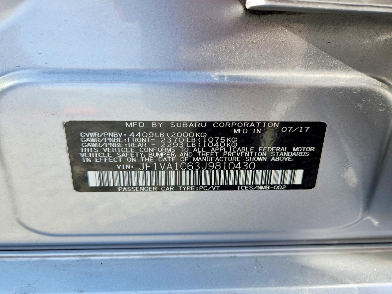 2018 SUBARU WRX PREMIUM photo 12