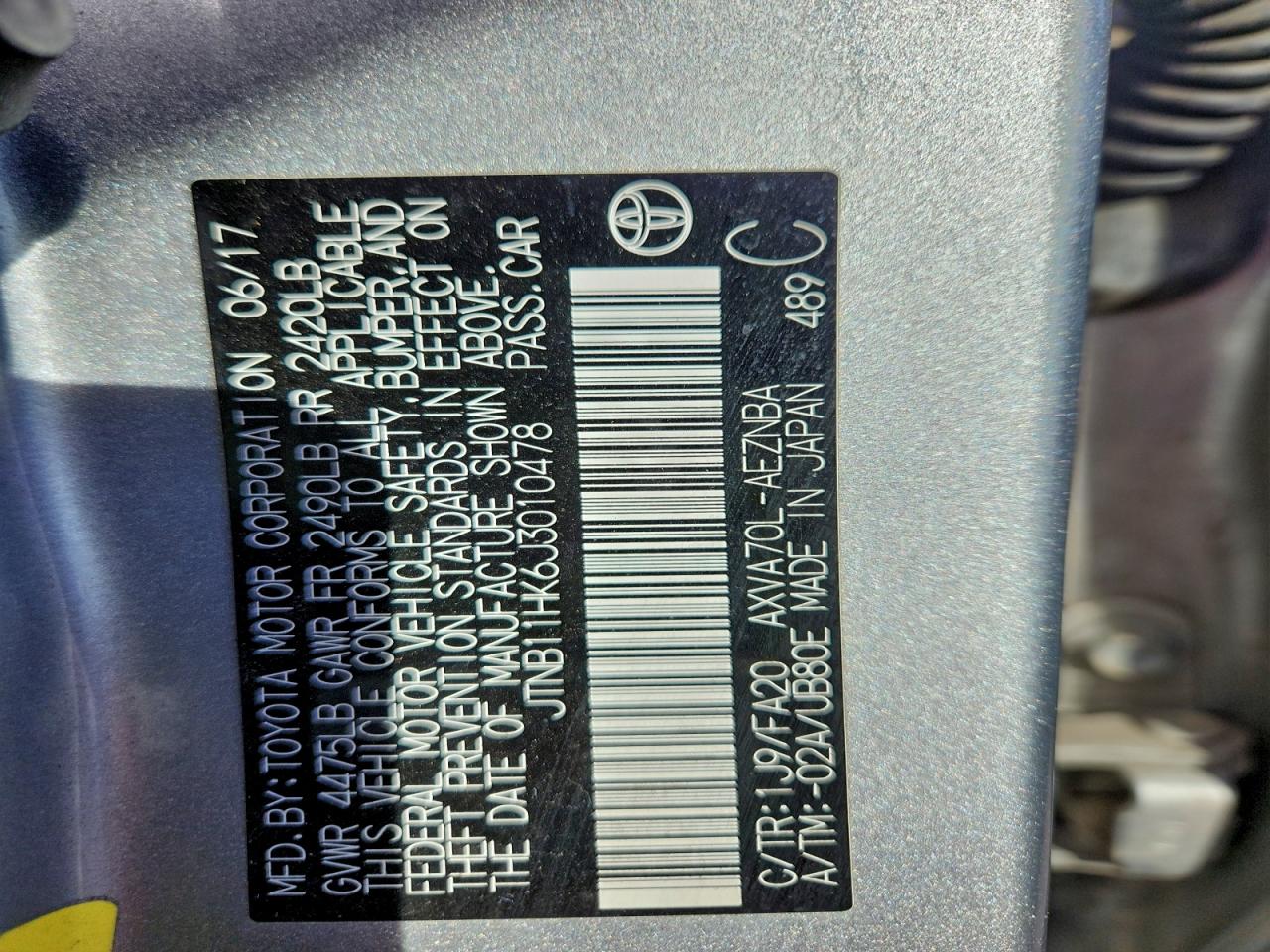 2018 TOYOTA CAMRY L photo 13