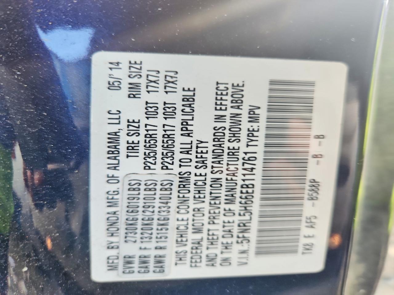 2014 HONDA ODYSSEY EXL photo 13