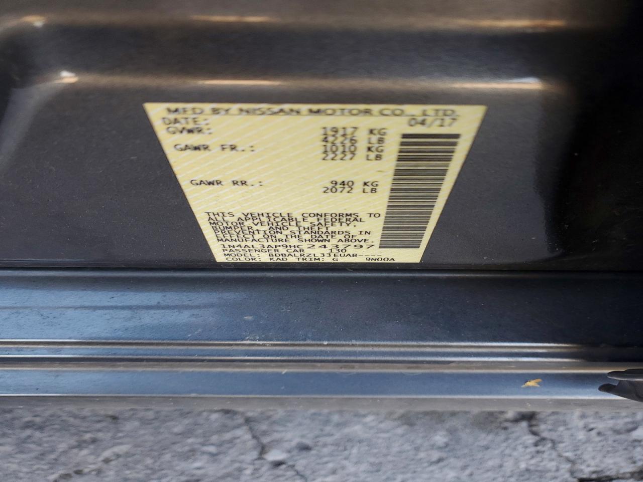 2017 NISSAN ALTIMA 2.5 photo 12