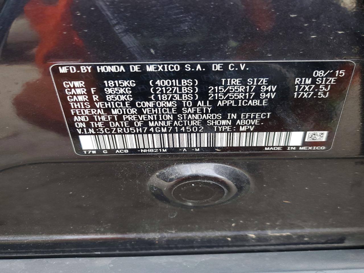 2016 HONDA HR-V EXL photo 13