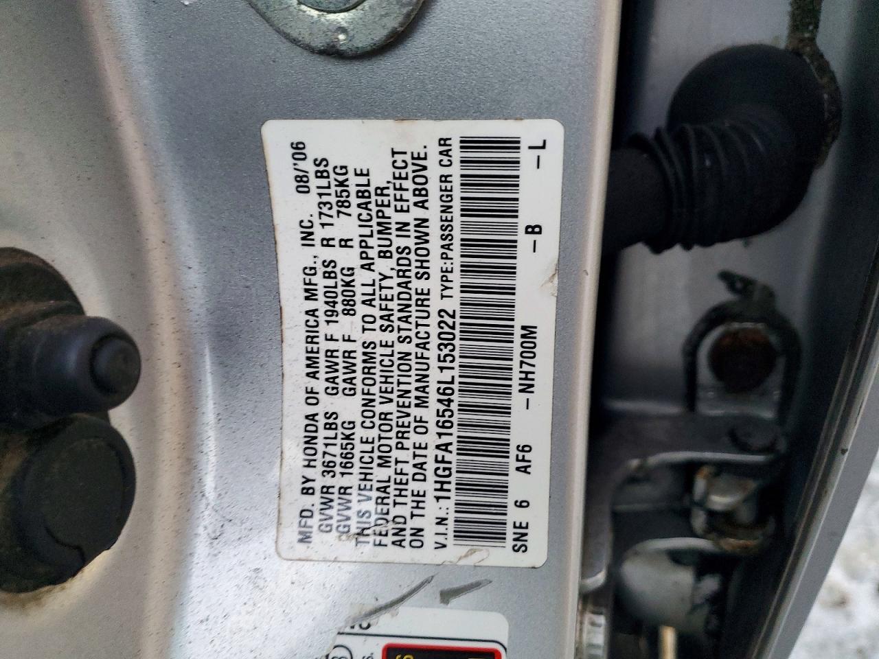2006 HONDA CIVIC LX photo 13